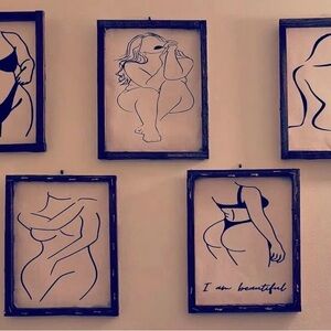 Minimalist Black Line Art Print Set